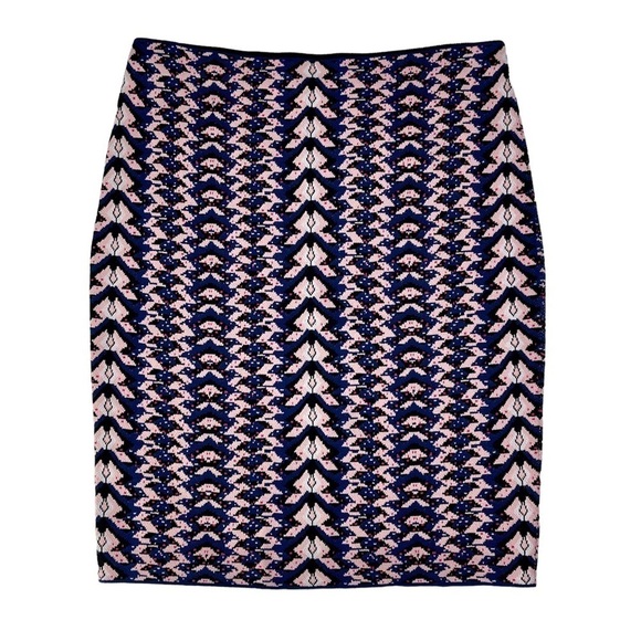 RACHEL ROY GEO PRINT JACQUARD CORNFLOWER PINK KNIT STRETCH PULL ON PENCIL SKIRT - Picture 2 of 11